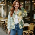 thumbnail image 2 of DISNIMO Daisy Printed Women's Zip Up Sweatshirt V Neck Jackets Zip Up Outwear Long Sleeve Sweatshirts with Pockets, S, 2 of 7