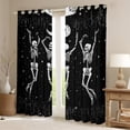 thumbnail image 2 of jejeloiu Vintage Skeleton Blackout Curtains Set of 2 (52x84 Each),Boho Bohemian Style Window Curtains,White Black Curtains and Drapes For Adults,Microfiber Bedroom Decor, 2 of 6