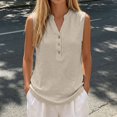 thumbnail image 2 of Linen Tank Tops for Women Solid Button down Tank Top Sleeveless Loose Tank Top Size S, 2 of 6