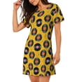 thumbnail image 2 of Kdxio Chemise de Nuit Rétro Imprimé Disques Vinyles pour Femmes Manches Courtes Chemise de Nuit Décontractée Imprimée Robe de Nuit Ample Confortable Pyjama, 2 of 6