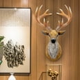 thumbnail image 3 of YWMJZEU 3D Deer Head Statue Figurines Sculpture Wall Mount Bust Stag Animal Ornament for 21.5x15x33.5cm, 3 of 8
