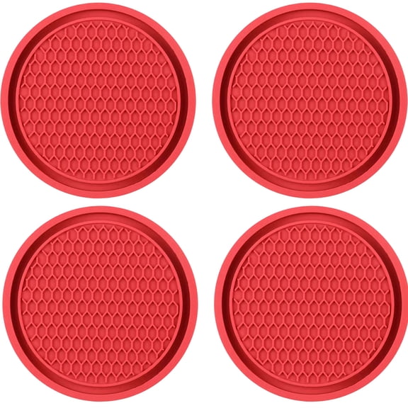 ACDANC 4Pcs Car Coasters,Fits Various Cups Car Coasters for Cup Holders,Universal Size Non Slip Insert Coaster,Red