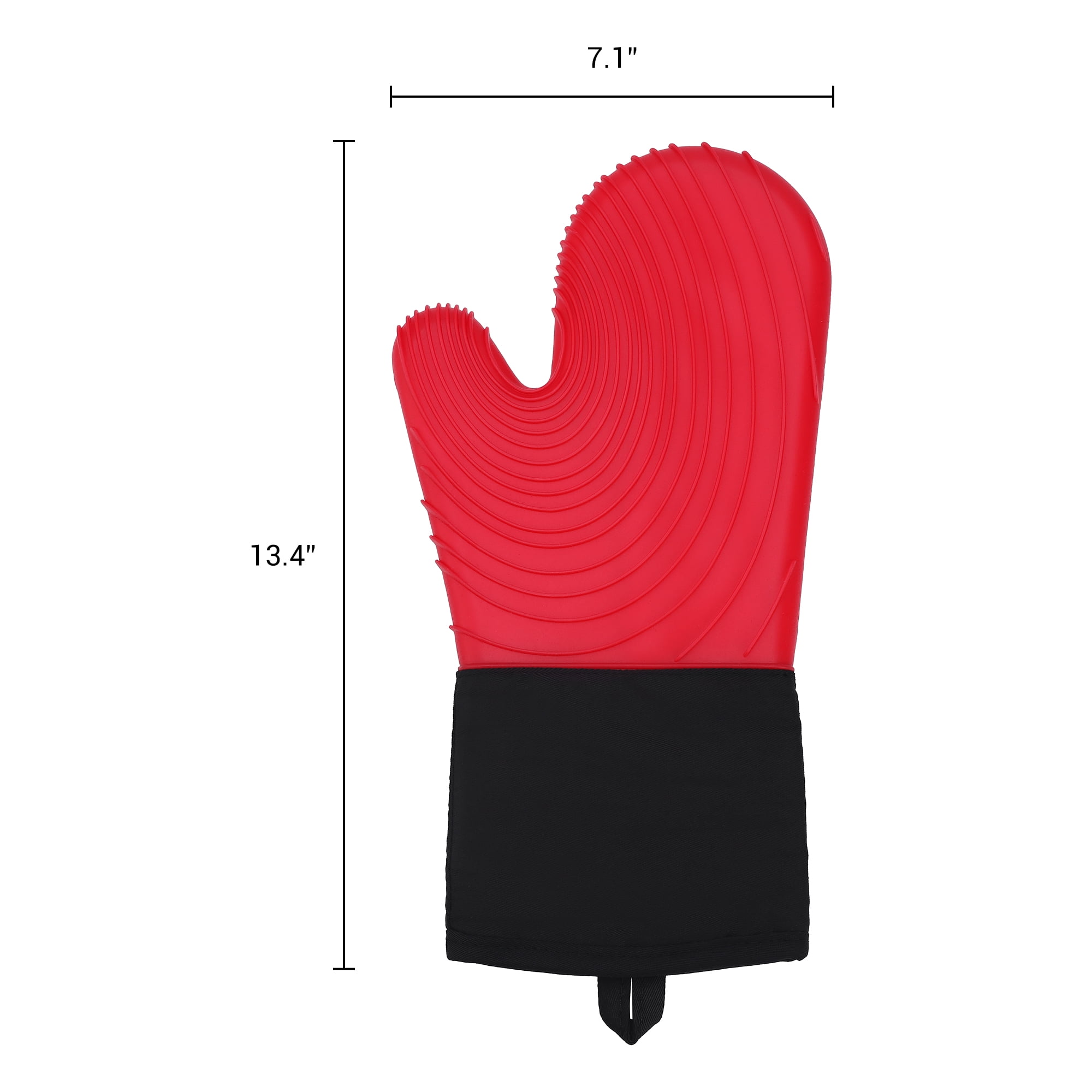 Unique Bargains Cotton Oven Mitts Heat-Resistant Cooking Gloves Red 13.4x7.1inch