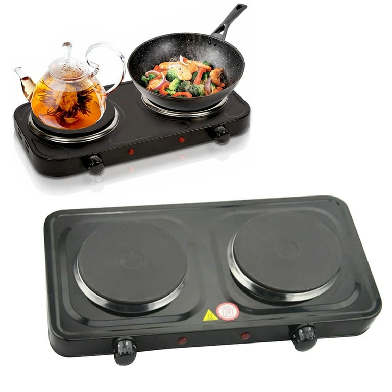 OhhGo Electric Countertop Double Burner, 2000W Portable Cast Iron