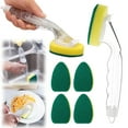 thumbnail image 2 of Sponge Brush (4 Replacement Heads)， Scratch Dishwand Heavy Duty Dish Wand Pack (1 Handle and 5 Replacement Sponge Heads) Soap Dispenser Scrubber, 2 of 9