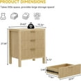thumbnail image 2 of 6 Drawer Dresser, Modern Wood Storage Chest of Drawers Organizer with Waveform Panel, Fluted Dresser with Wide Drawers and Golden Handles for Bedroom, Hallway, Entryway, Nature, 2 of 15