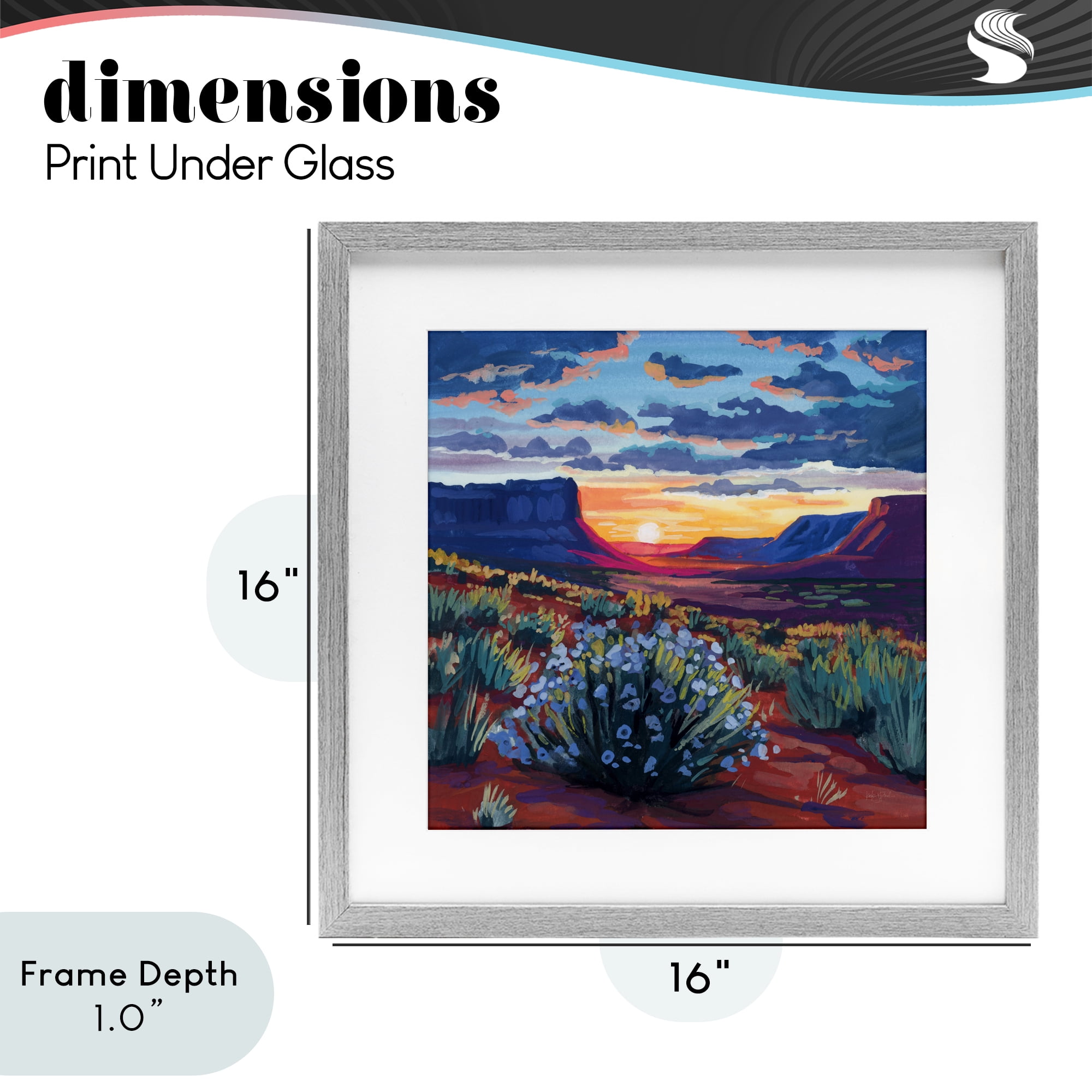 Stupell Industries Desert Sunset on Blooming Bush Gray Framed Print Under Glass, design by Kate Jarvik Birch