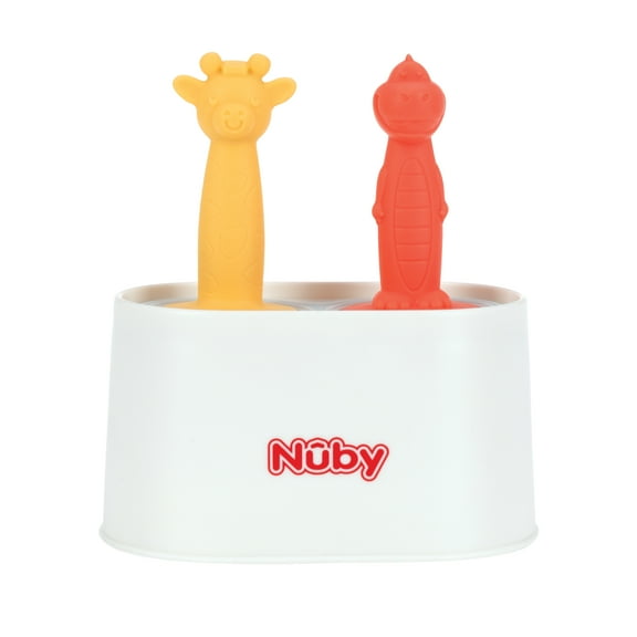 Nuby Animal Pops Ice Pop Mold for Infants, Giraffe and Dinosaur, 2 Count