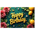 thumbnail image 2 of Happy Birthday Party Backdrop for Celebration Event Lemon Floral Design Photography Background Banner Decoration Photoshoot Prop Vibrant Festive Decor, 2 of 4