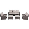 thumbnail image 4 of Decksplore 5 Piece Patio Furniture Set All Weather Wicker Outdoor Sectional Sofa,High Back Patio Chairs and Ottomans for Porch,Garden,Backyard White, 4 of 8