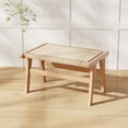 thumbnail image 2 of Costway Teak Wood Ottoman Footstool with Braided Rope for Living Room Bedroom Office, 2 of 7