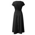 thumbnail image 5 of Sngxgn Women Square Neck Lantern Long Sleeve Ruched Mini Dress(Black,XXL), 5 of 6