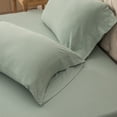 thumbnail image 3 of PURE ERA 100% Cotton Jersey Knit 4pc Bed Sheet Set Ultra Soft Breathable, Solid Sage Green King Size, 3 of 10