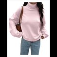 thumbnail image 2 of Suéter de Cuello Alto para Mujer, Jersey de Punto Grueso de Larga con Dobladillo Alto y Bajo, Top Moderno para Otoño e Invierno. Rosa S, 2 of 9