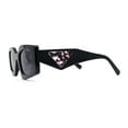 thumbnail image 4 of Womens Mod Narrow Rectangle Geometric Angular Sunglasses All Black, 4 of 4