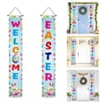 thumbnail image 5 of CoreLiving Spring Welcome Banner Flag Easter Outdoor Decor Bunny Rabbit Eggs Carrot Design Double Sided Garden Flag Front Door Hanging Sign Seasonal Decoration 12x71Inch, 5 of 7