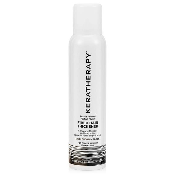 Keratherapy Keratin Infused Perfect Match Fiber Hair Thickener Spray, Dark Brown to Black, 4 fl. oz., 140 ml - Volumizing, Thickening, & Concealing Hairspray for Scalp C