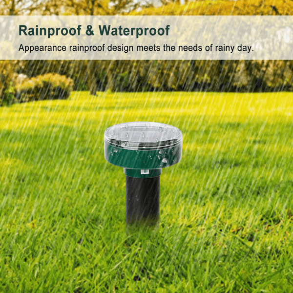 Ultrasonic Solar Mole Repeller, Vibration Rodent Deterrent with Buzzer Sound Wave, Waterproof Outdoor Pest Repellent for Moles Gophers Voles, 323 Sq.ft Coverage for Yard Garden Farm