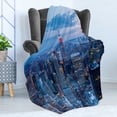 thumbnail image 4 of New York Soft Flannel Fleece Blanket, Aerial Night View of NYC with Dusk Sky Cloudy Sunset in City Fashion Capital Art Photo, Cozy Plush for Indoor and Outdoor Use, 50" x 60", Blue, by Ambesonne, 4 of 5