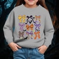 thumbnail image 2 of larppty Girls Halloween Fashion Print Pullover Sweatshirt Kids Casual Warm Long Sleeve Top Toddler Cozy Fall Winter Outfit Playdate Holiday Party Apparel (Grey,5-6 Years), 2 of 4