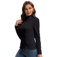 thumbnail image 6 of Women's Long Sleeve Mock Turtleneck Tops Casual Slim Fitted Lightweight Under Layer Pullover Shirts, 6 of 6