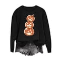 thumbnail image 5 of CLOISE Womens Crewneck Sweatshirt Graphic Halloween Fleece Lining Trendy Pullover Pumpkin Long Sleeve Tops Fall Winter Slim Outfits for Daily Wear Black XL, 5 of 5