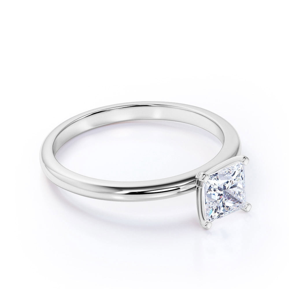 JeenMata 1.75 Carat Princess Cut Moissanite Engagement Ring - Bridal Set - Solitaire Ring - Classic Ring - 18k White Gold Over Silver