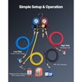 thumbnail image 6 of KFFKFF 4-Way AC Manifold Gauge Set for R134a R404A R1234yf R22 Refrigerants, Includes 5 ft Hoses, Adapters, Quick Couplers, and Can Taps for Automotive Air Conditioning Maintenance and Servicing, 6 of 9