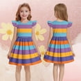 thumbnail image 5 of ATOGUTA Size 3T-14 Girls Princess Dress Ruffle Sleeve Summer Beach Holiday A-Line Cute Midi Casual Sundress Purple, 5 of 5