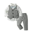 thumbnail image 2 of Toddler Boys Formal Suits Vest Long Sleeve T Shirt Tops Plaid Vest Coat Pants Child Kids Gentleman Outfits Size 4 Years-5 Years, 2 of 5