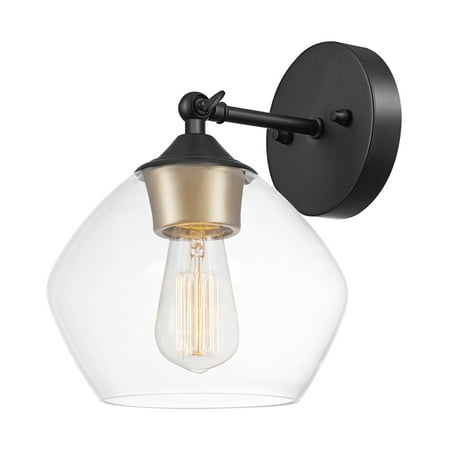 Globe Electric Harrow 1-Light Matte Black Wall Sconce with Clear Glass Shade, 51367