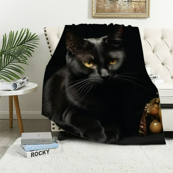 HOMICOZI Black Cat Throw Blanket Super Soft Plush Throw Blanket
