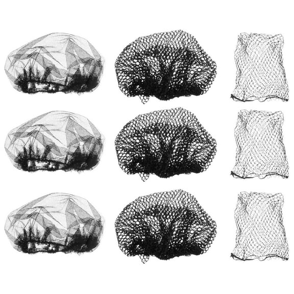 IBASETOY 1 Set of 9 Black Hair Net Caps Breathable Sanitary Workshop and Kitchen Hats for Home Use