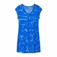 thumbnail image 4 of Riforla Cache-Maillot pour Femmes, Élégant Imprimé, Manches Courtes, Col en V, Tunique Légère en Maille, Robe pour la Plage et Superposition de Maillot Fluide, Blue_003 S, 4 of 6