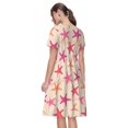 thumbnail image 2 of Bixox Robe d'Été à Manches Courtes pour Femmes Robe Ample Longueur Genou avec Poches-Étoile de Mer, 2 of 7