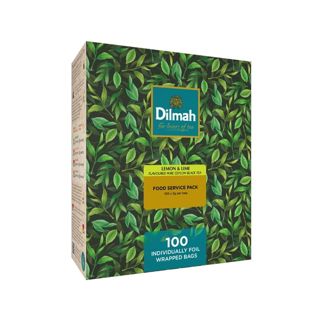Dilmah Lemon & Lime Flavoured Pure Ceylon Black Tea - Caja con 100 piezas