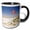 Black/White, variant on 3drose, Qatar, Al Zubarah. Camel Crossing Sign-road-as30 Wbi0165 - Walter Bibikow, 11oz Two-tone Black Mug