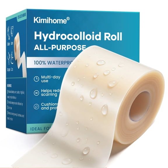 Kimihome Hydrocolloid Roll Bandages - 2.56" x 16.4ft, Self-Adhesive, Cut-to-Size for Blisters & Acne - Travel & First Aid Essential