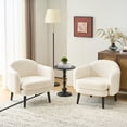 thumbnail image 6 of Ktaxon Accent Chair, Teddy Velvet Deep Seat Armchair with Wood Legs, Comfy Sinlge sofa for Living Room, Bedroom, Reading Nook Teddy White, 6 of 12