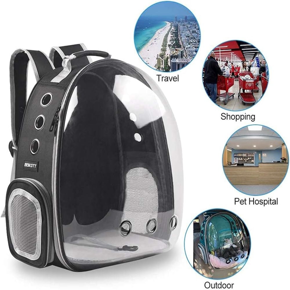 Vivicreate Breathable Cat Backpack Carrier, Large Transparent Pet Bag with Double Shoulder Straps, Durable PC Shell