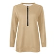 thumbnail image 4 of Yuyuzo Tunic Tops for Women Long Sleeve Pullover Round Neck Half Zipper Solid Color Fall Top Blouses, 4 of 5