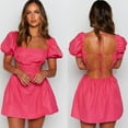 thumbnail image 2 of Women Summer Temperament Tunic Backless Elastic Lace Adjustable Dress, 2 of 6