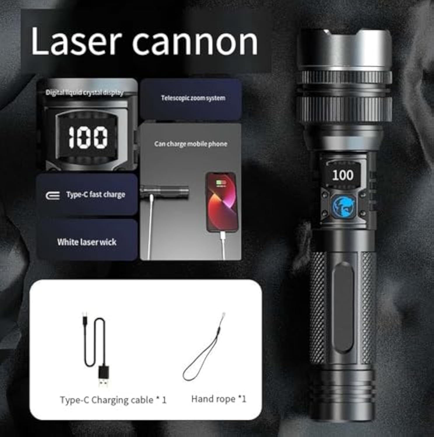 Lk360 Flashlight,The Ultimate Survival Flashlight 2025,Powerful150000 Lumens - USB Rechargeable Waterproof, with 3 Modes, Zoomable, Outdoor and Home Emergency Use (2PCS)