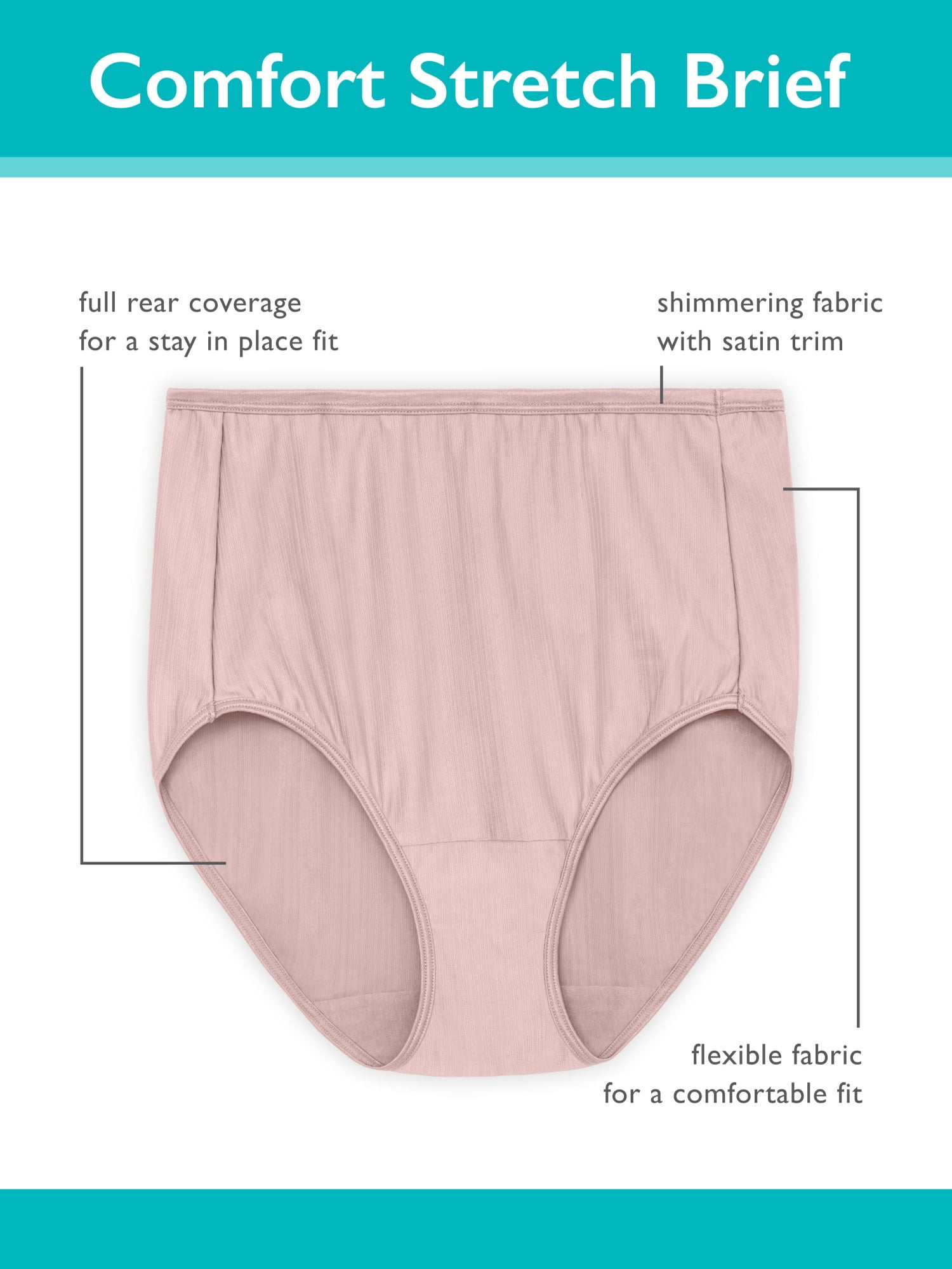 Vanity Fair Radiant Collection Women's Comfort Stretch Brief Panties, 3 Pack, Sizes S-5XL