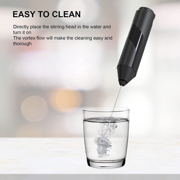 Espumador de leche eléctrico portátil con soporte de acero inoxidable alimentado por batería, mini mezclador para café, frappe, latte, matcha, chocolate caliente LingWen 8390612326240