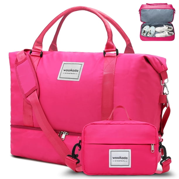 Bolsa de viaje WOOMADA Weekender Overnight para mujer, color rosa intenso