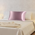 thumbnail image 2 of PiccoCasa 1 Pc 19 Momme Silk Pillowcase with Hidden Zipper Queen Mauve Pink 20" x 30", 2 of 7