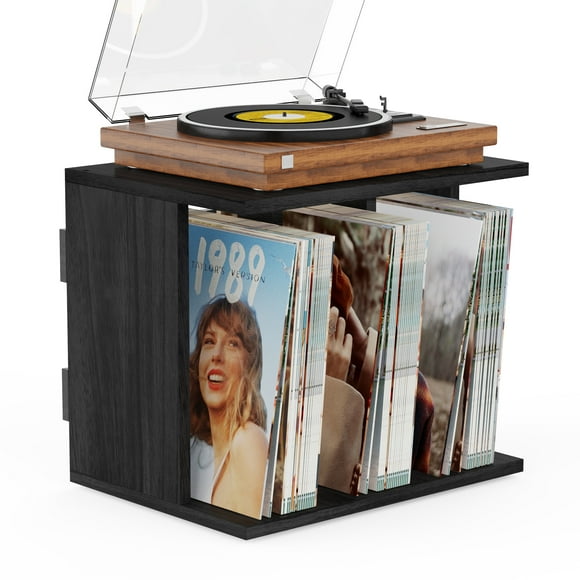 Vinyl Record Storage, Vinyl Record Stand Wall Mount up to 80-100 Albums, 3-Compartment Vinyl Record Holder