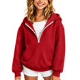 thumbnail image 3 of YOUYEDIAN Half Zip up Hoodies for Teen Girls Casual Fleece Hooded Sweatshirt Fall Winter Long Sleeve Hoodie, 3 of 4