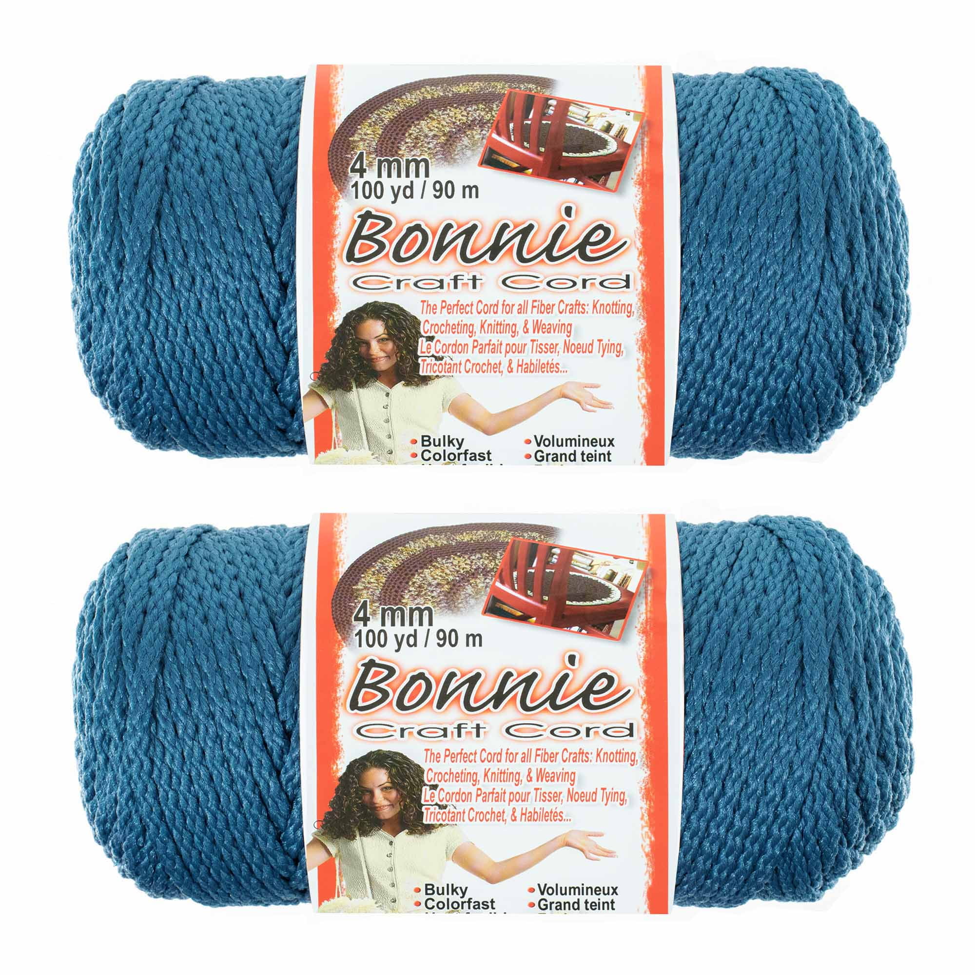 2 Pack Bonnie Macrame Cord 4mm 100 yd Lengths Various Colors